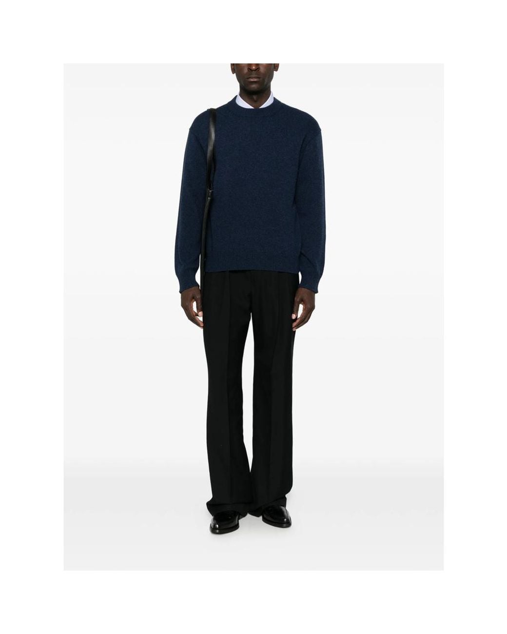 Prada Blue Triangle-Logo Knit Sweater for men