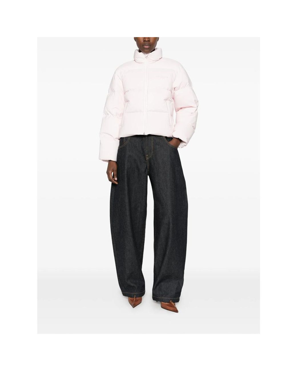 Alexander Wang Pink Cropped Channel Puffer Jacket