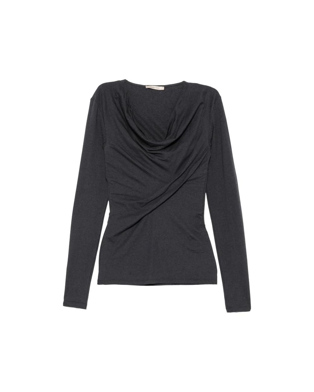 Paloma Wool Black Junco Ruched Cowl-Neck Top