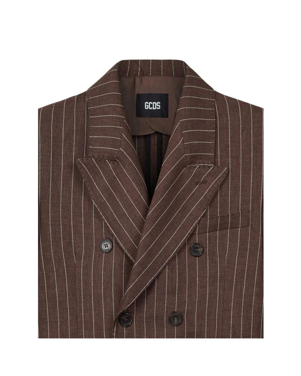 Gcds Brown Pinstripe Double-Breasted Blazer for men