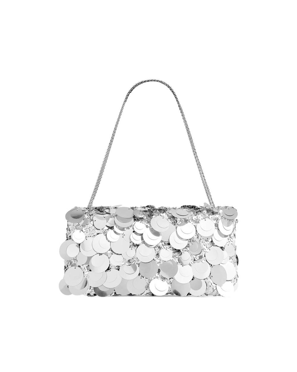 Rabanne White Sequin-Embellished Clutch Bag