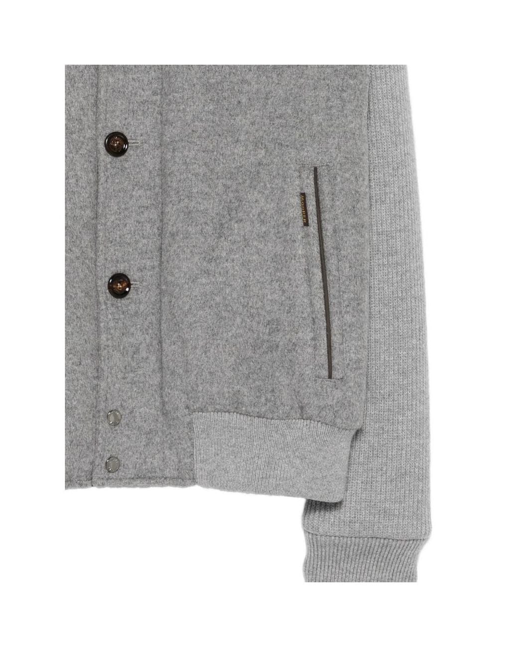 Moorer Gray Faux-Fur Collar Panelled Bomber Jacket for men