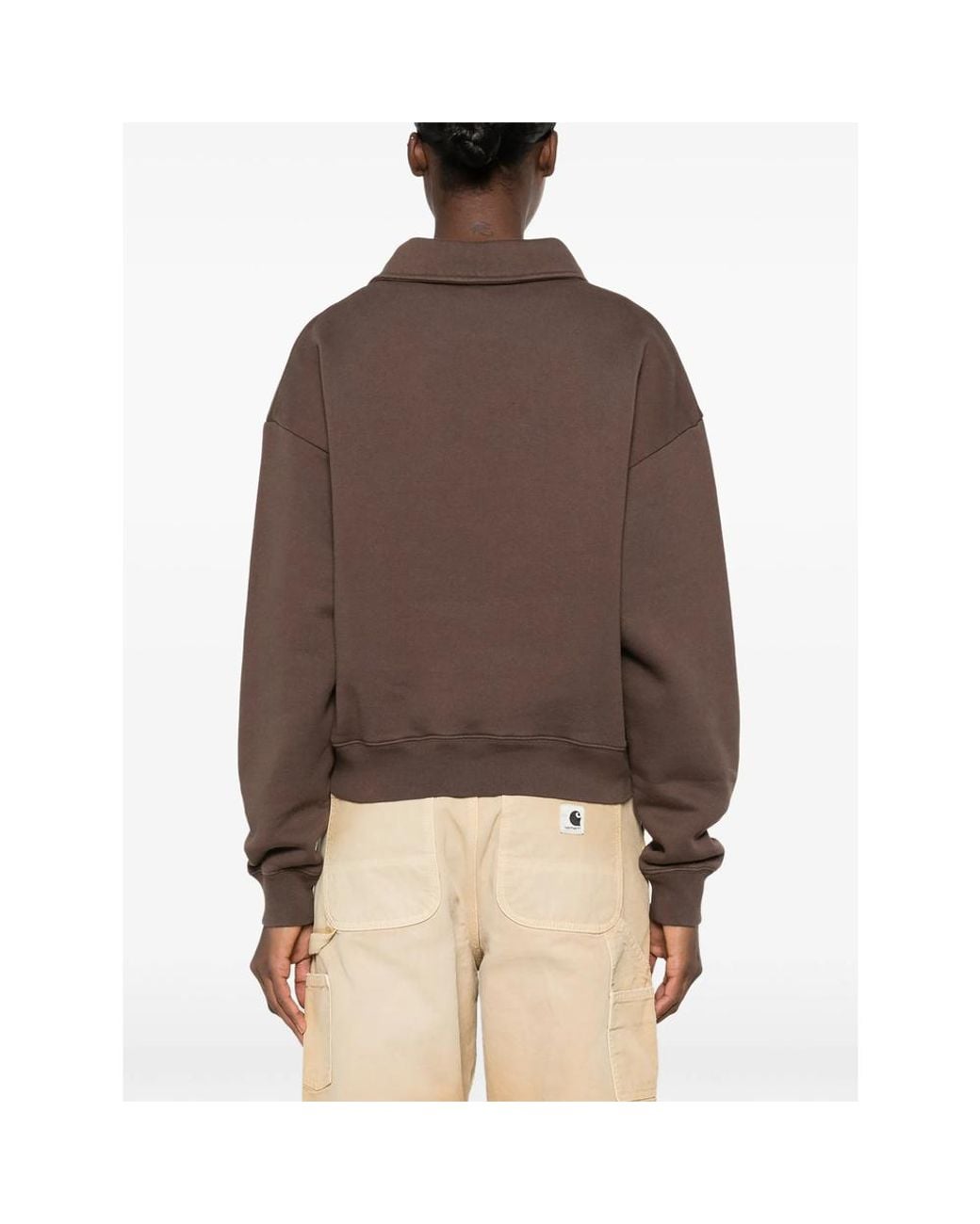 Sporty & Rich Brown Logo-Embroidered Sweatshirt