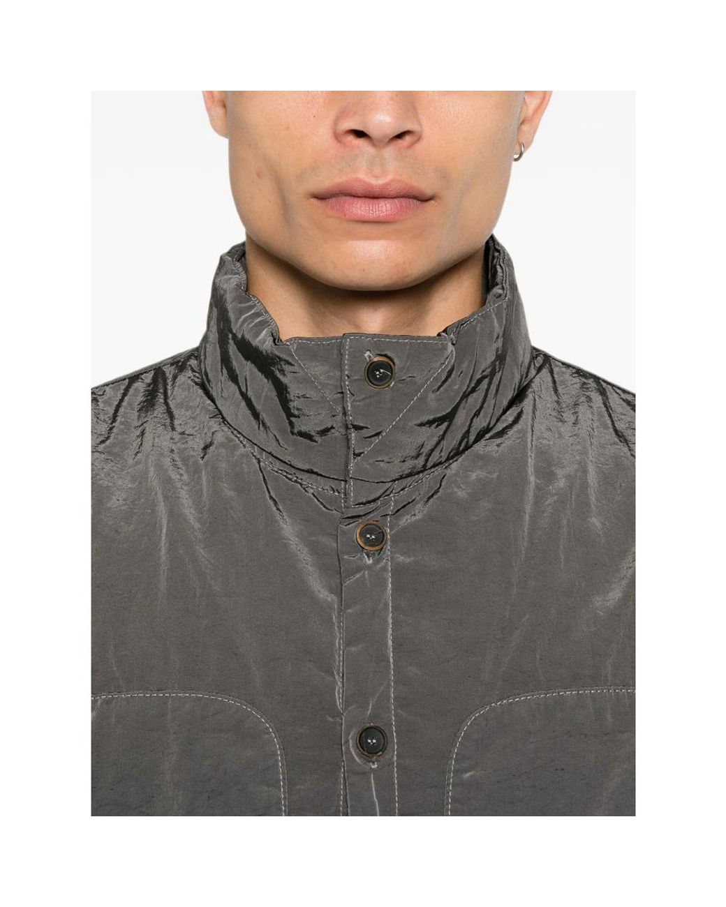 RANRA Gray Button-Up High-Neck Jacket for men