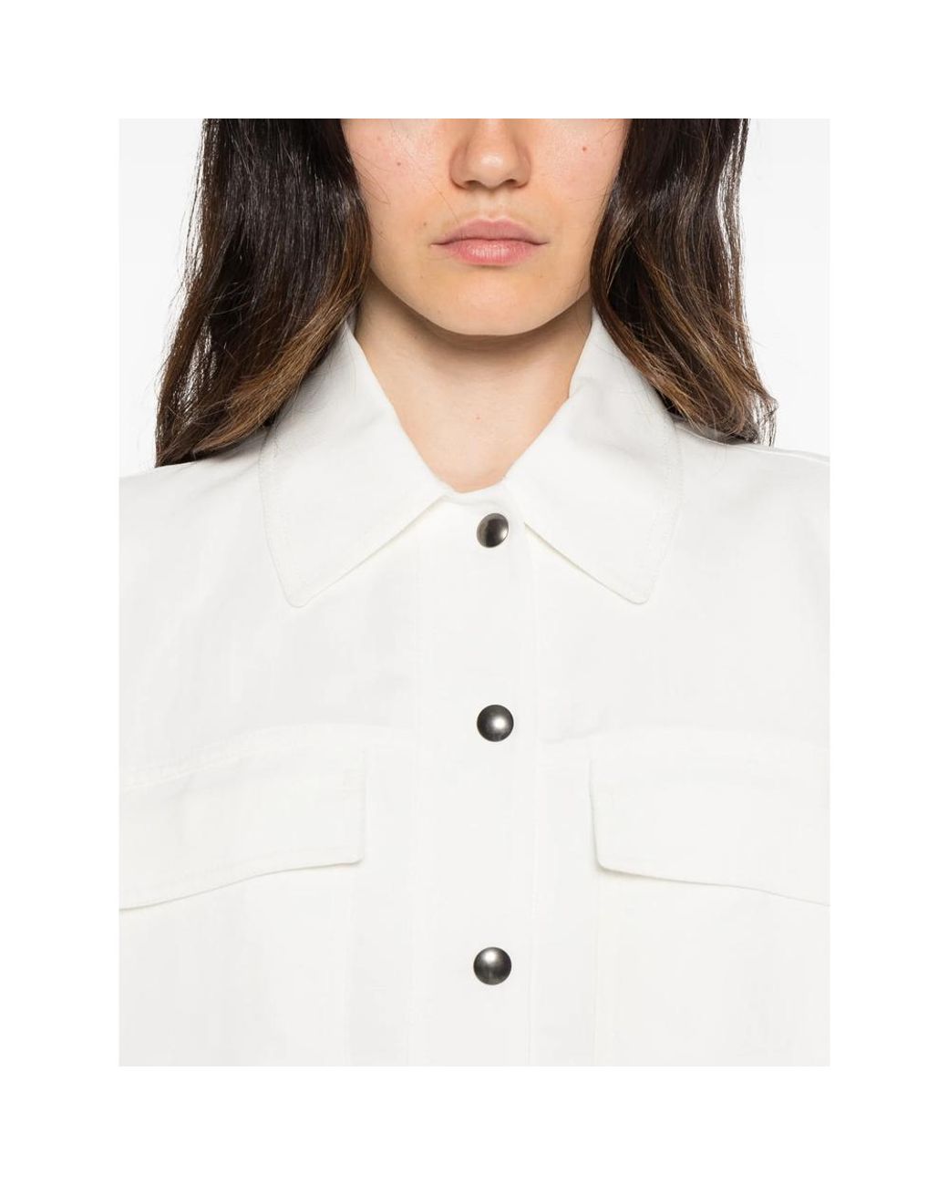 Brunello Cucinelli White Button-Up Bomber Jacket