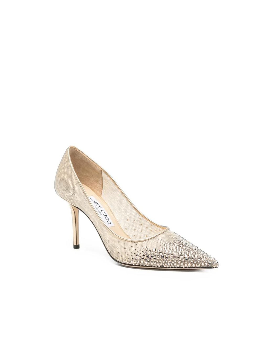 Jimmy Choo White Love Crystal-Embellished Mesh Pumps