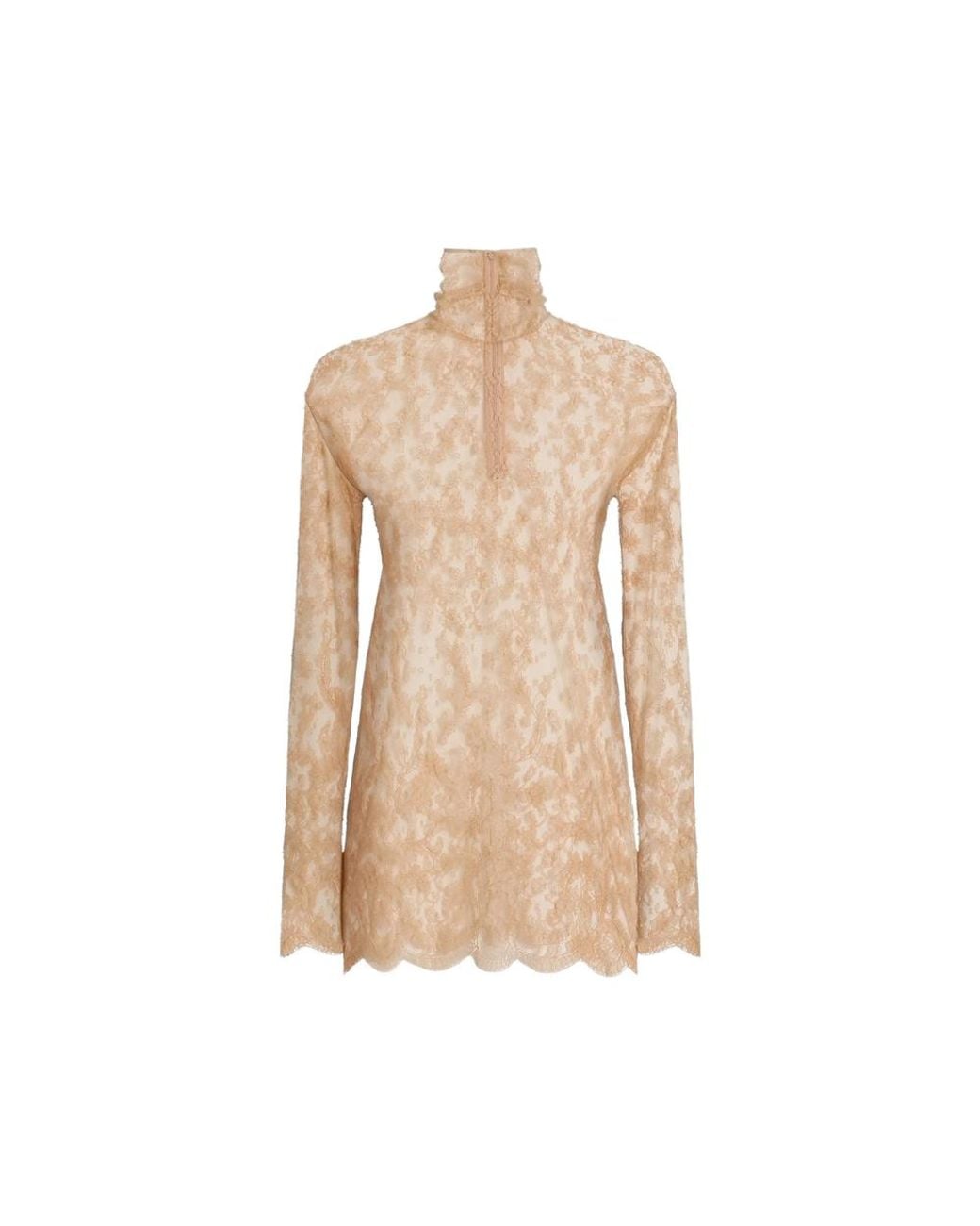 Dolce & Gabbana Blue Top Lace Roll-Neck
