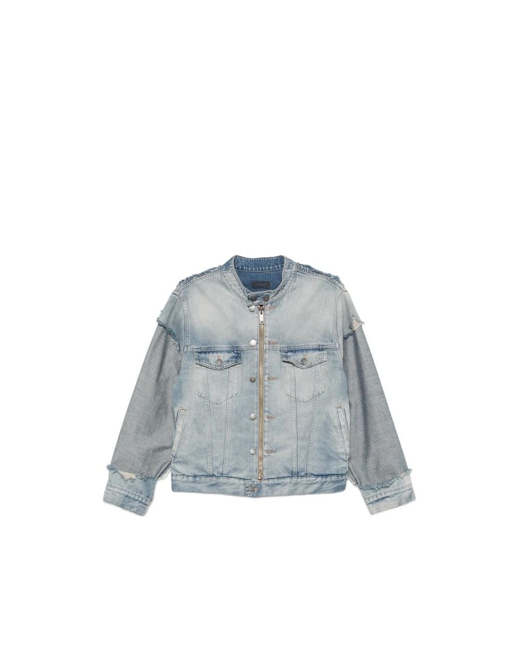 Haikure Blue Distressed Panelled Denim Jacket for men