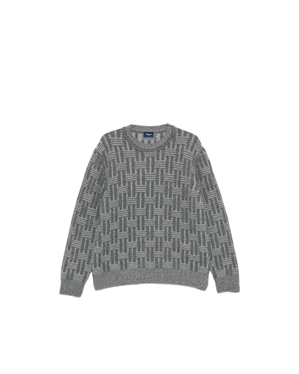 Drumohr Gray Basket-Weave Crew-Neck Sweater for men