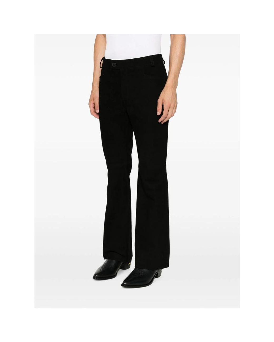 Ernest W. Baker Black Suede Flared Trousers for men