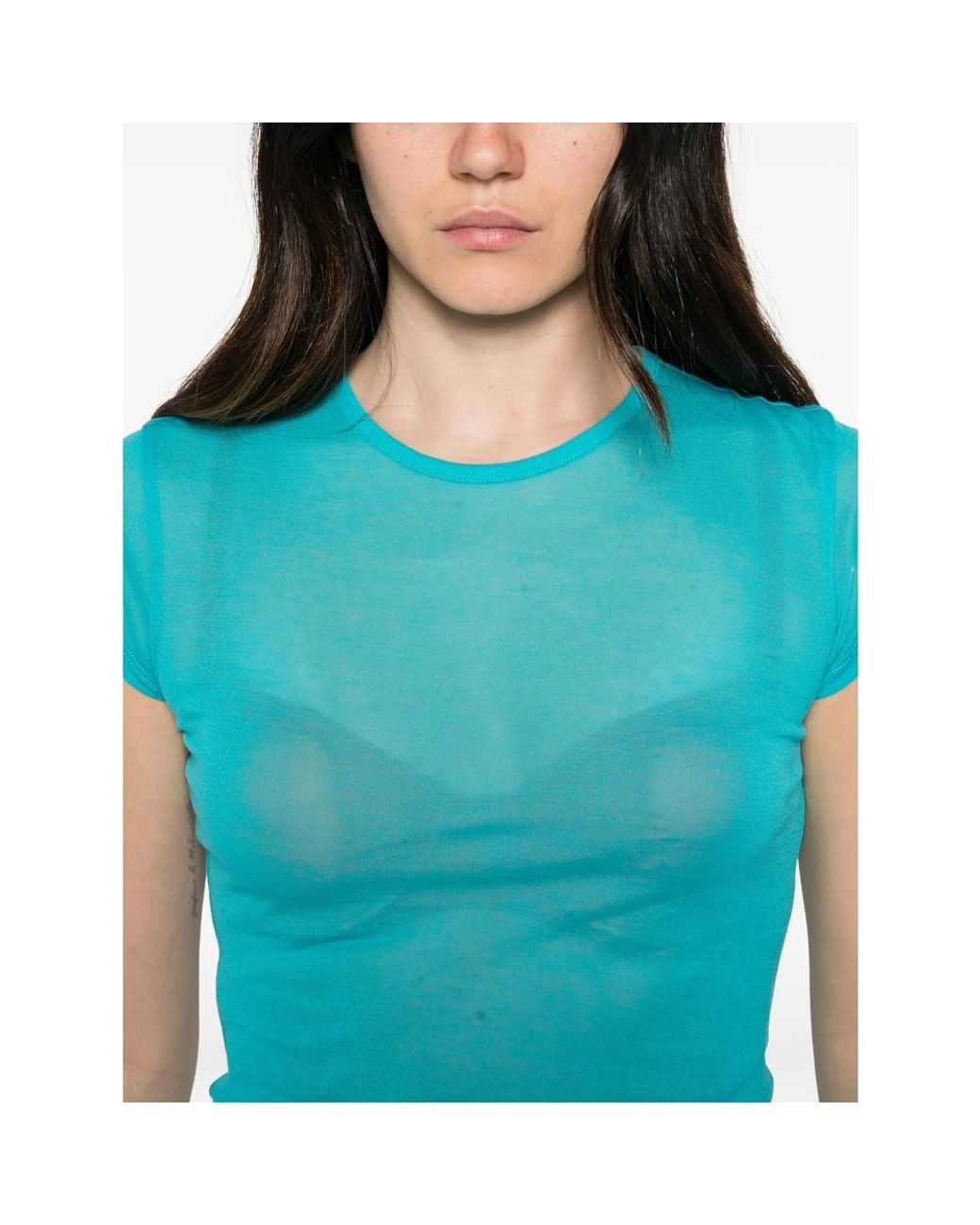 Paloma Wool Blue Oma Semi-Sheer Short-Sleeve T-Shirt