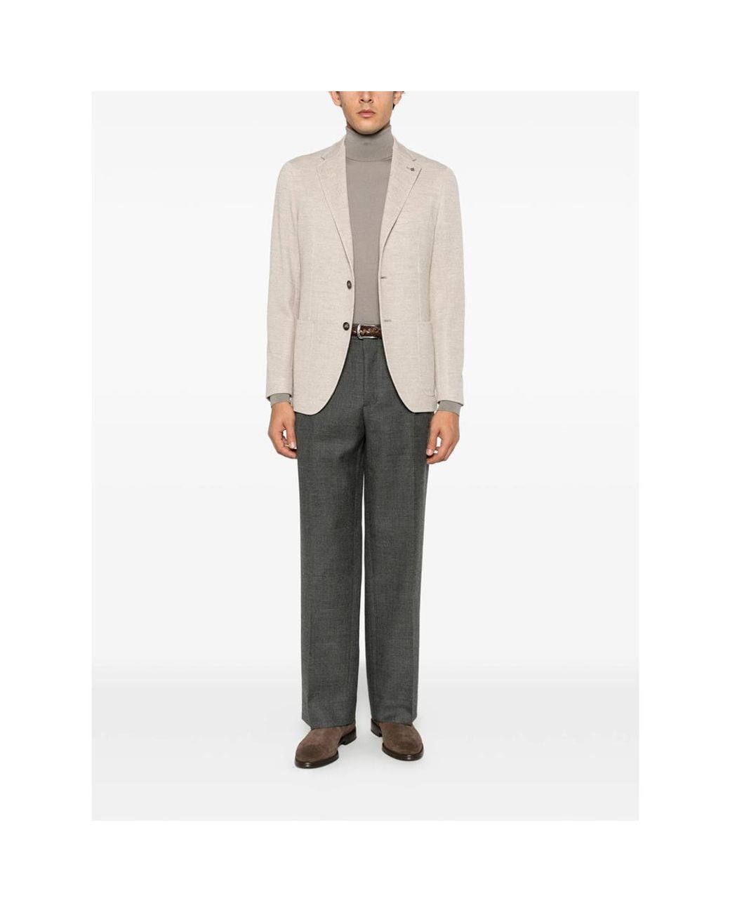 Briglia 1949 Gray Pleated-Detail Wide-Leg Trousers for men