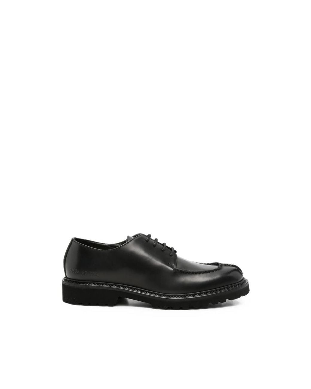 Common Projects Black Apron-Toe Chunky-Sole Derby Shoes for men