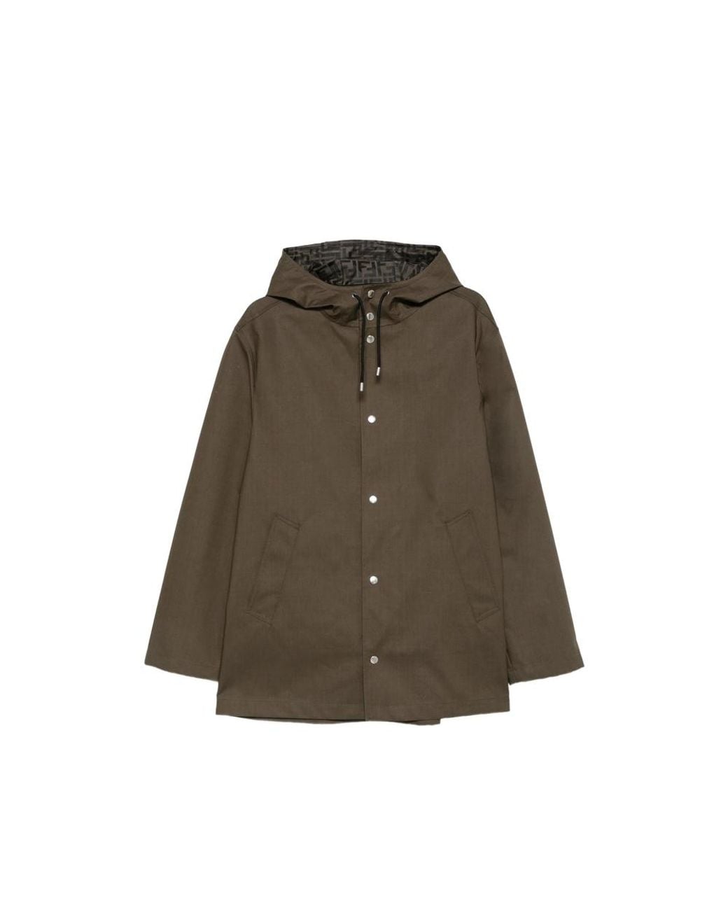 Fendi Brown Ff-Monogram-Print Hooded Parka for men