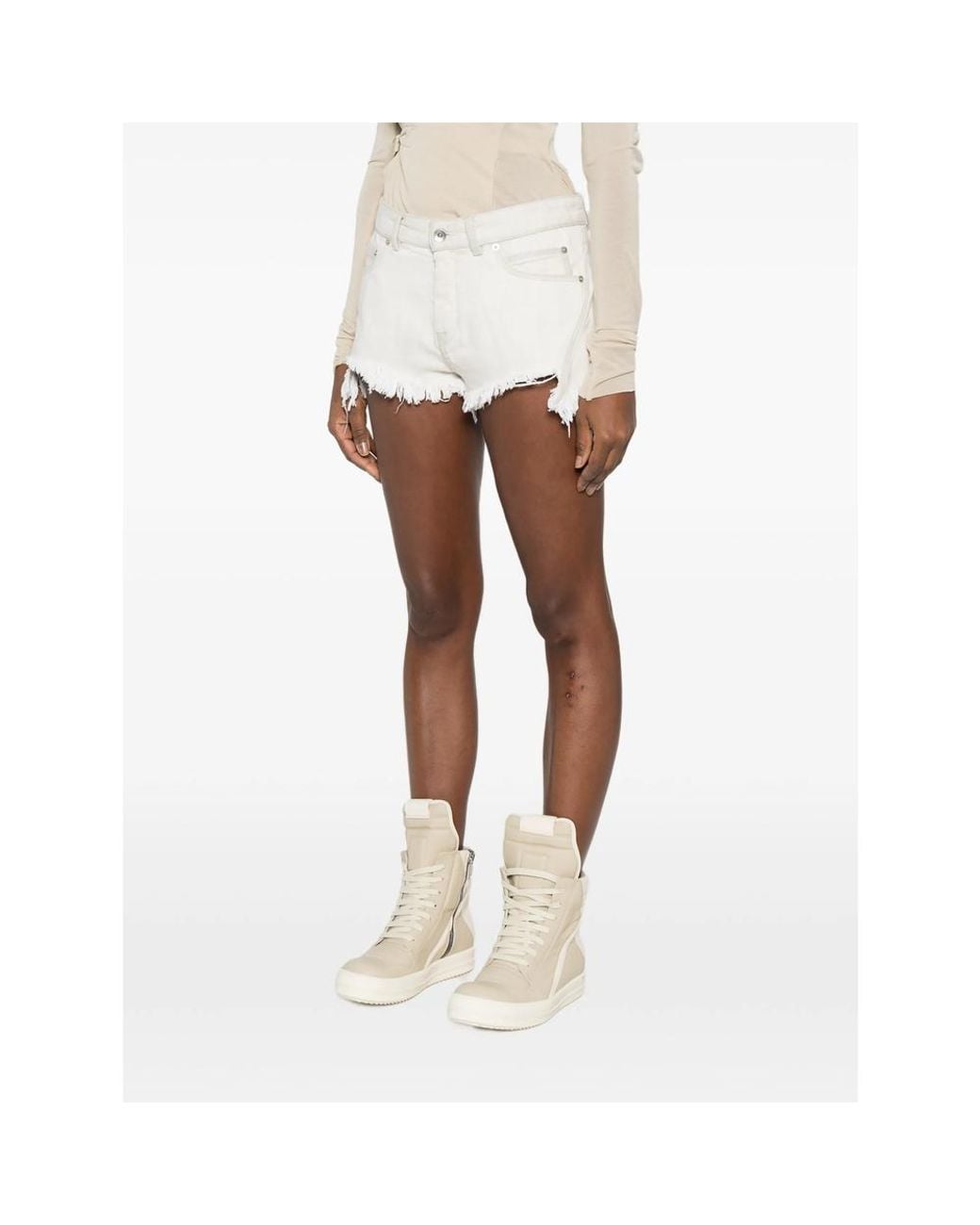 Rick Owens White Bias Cutoffs Sandals