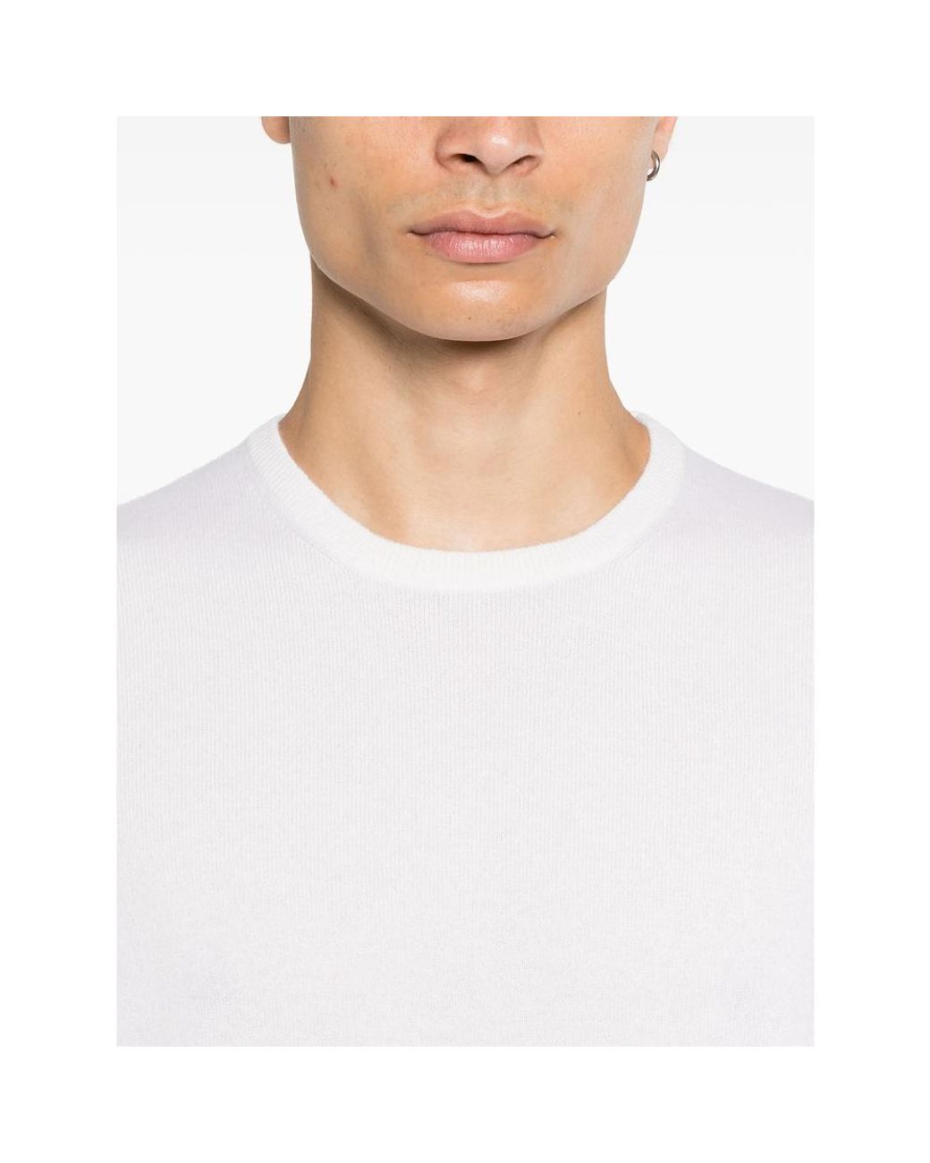 La Fileria White Fine-Knit Cashmere Sweater for men