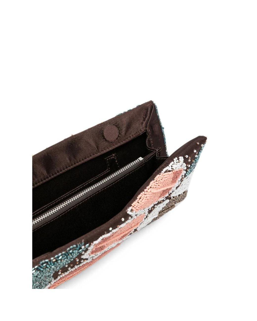 Staud Multicolor Bead-Embellished Butterfly-Pattern Clutch Bag