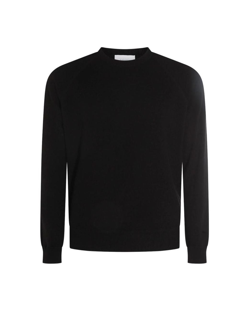 Malo Black Raglan-Sleeve Crew-Neck Sweater for men