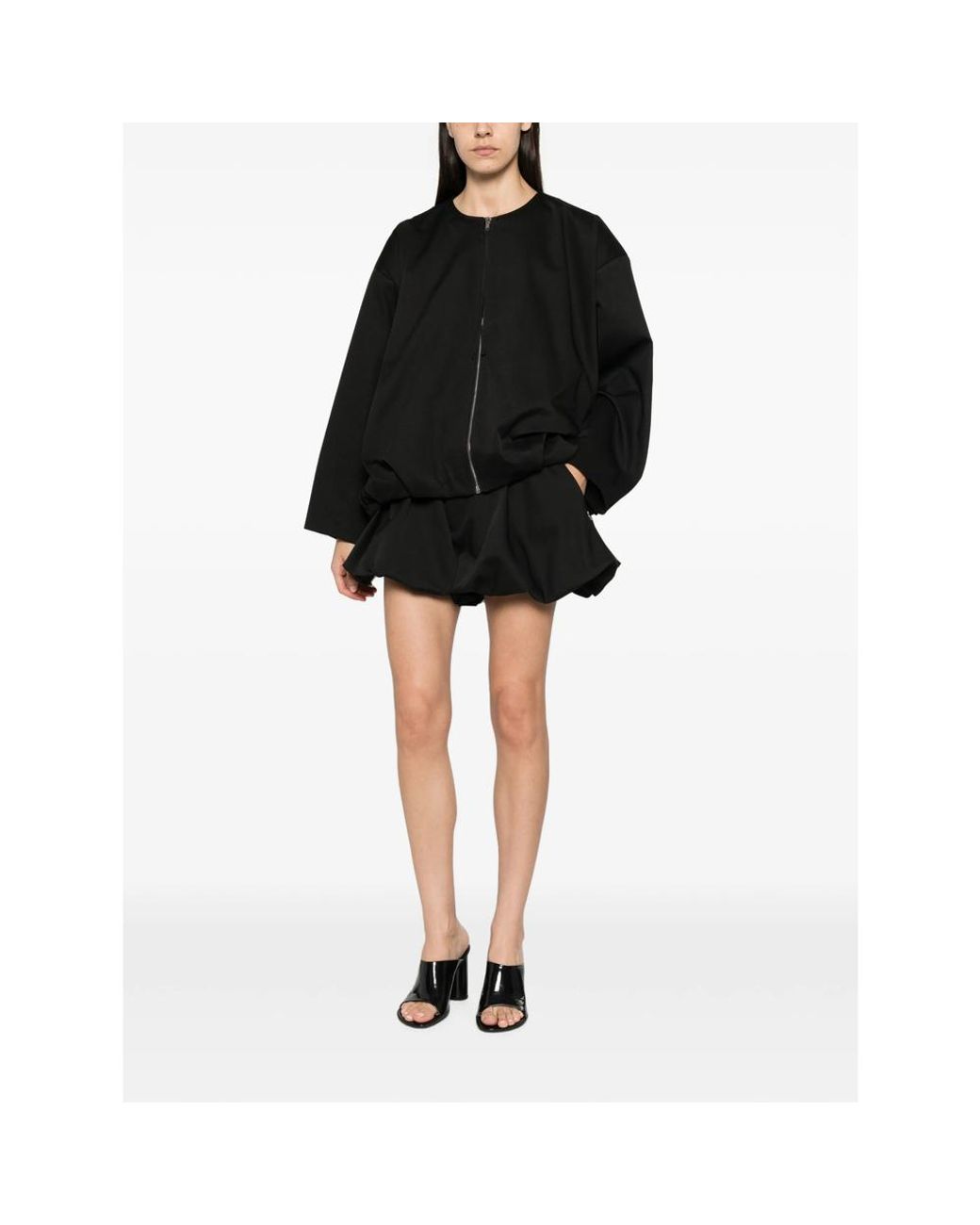 ELEH Black Collarless Zip-Up Jacket