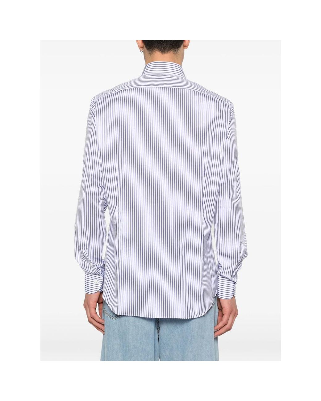 CAMICERIA MAZZARELLI Purple Striped Button-Down Shirt for men