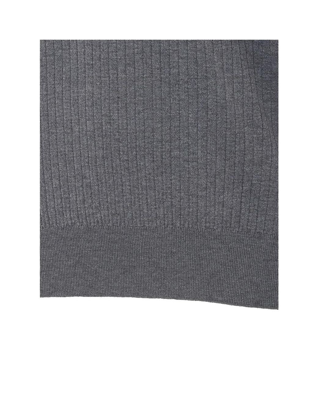 Brunello Cucinelli Gray Cotton Textured Rib Lightweight Sweater for men