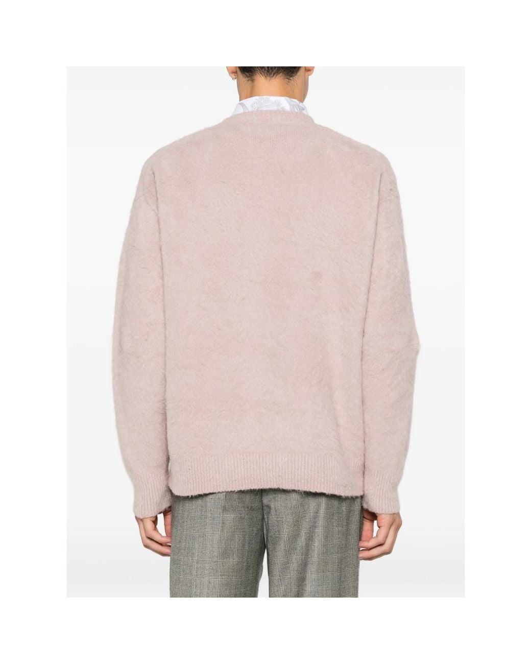 Roberto Collina Pink Brushed Crew-Neck Sweater for men