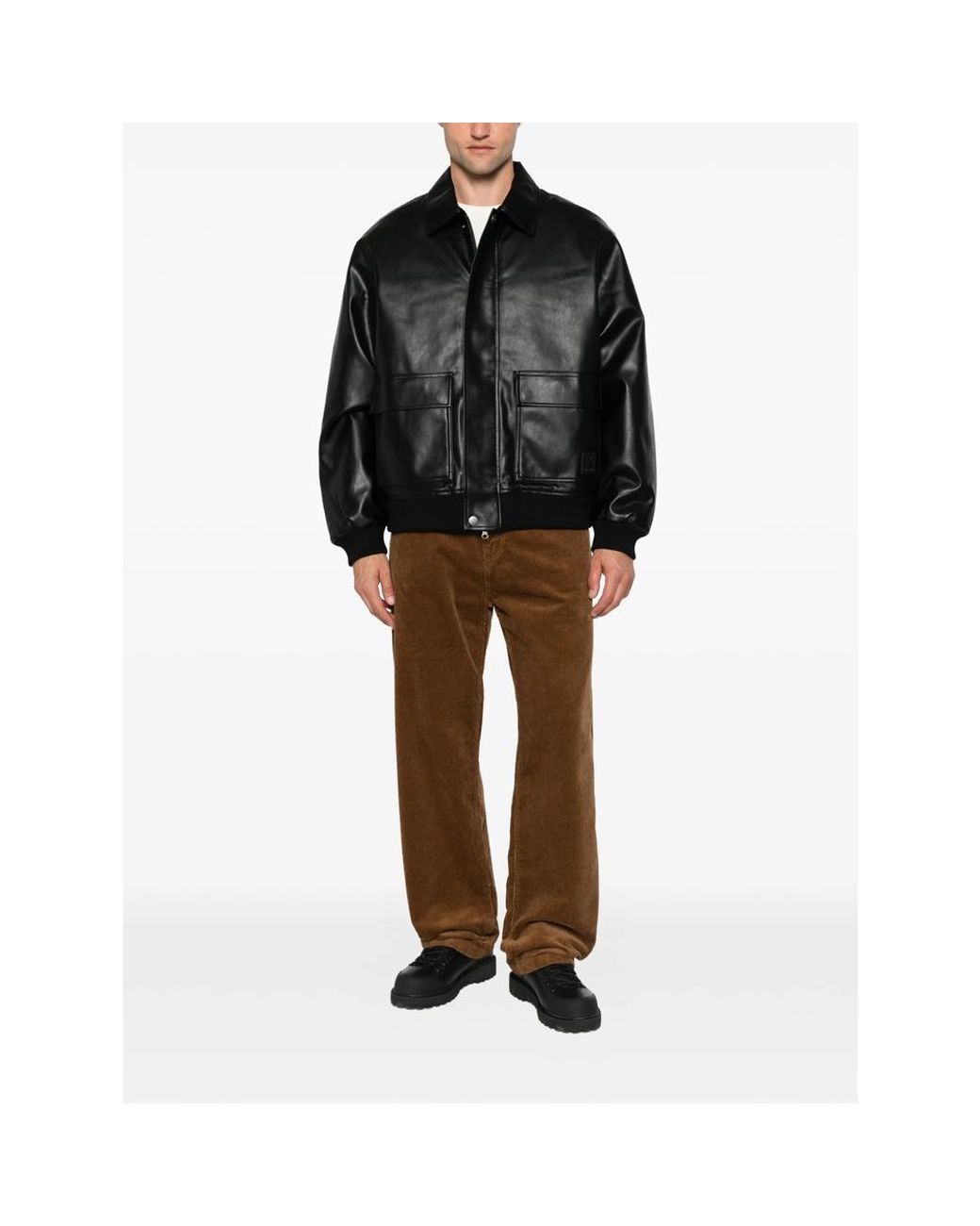 Carhartt Black Arizona Patch-Pocket Faux-Leather Jacket for men