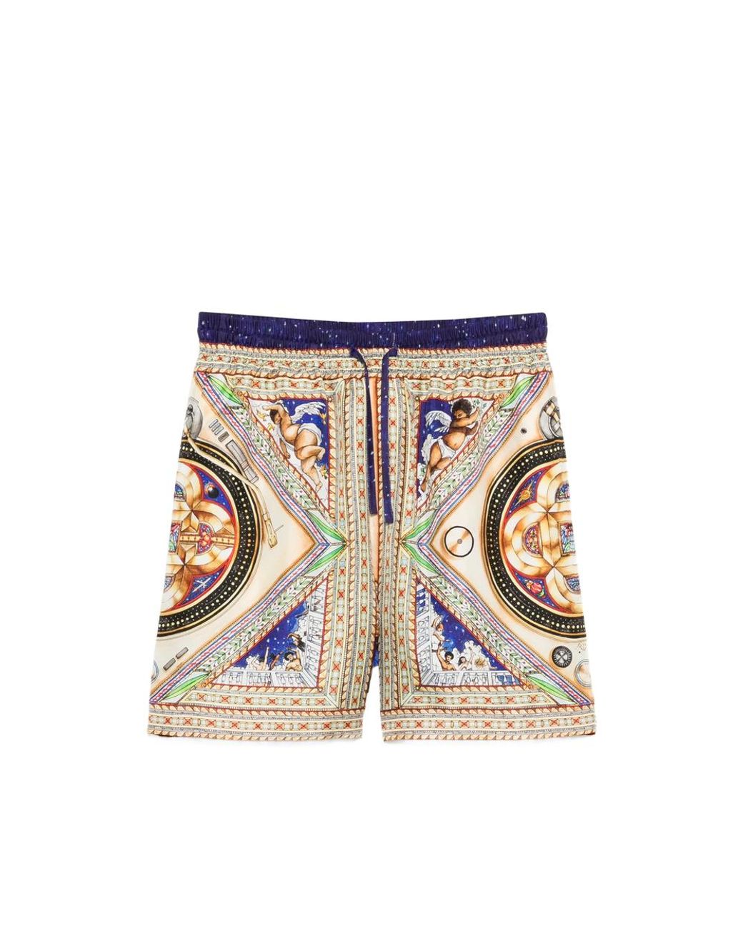 Casablanca Blue Plafond Orne De Musique Silk Shorts for men