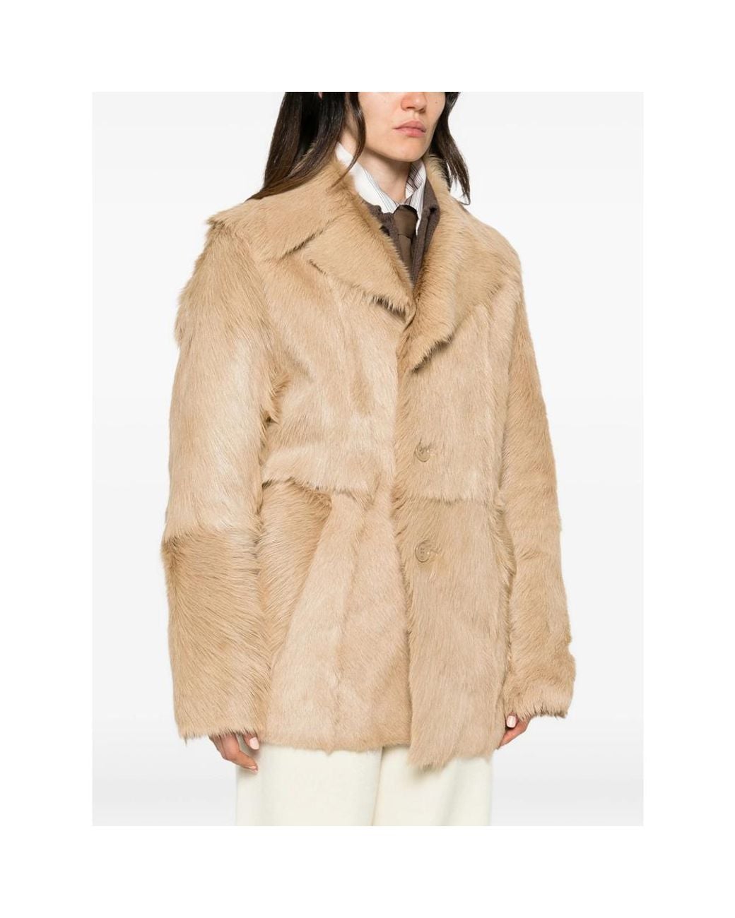 AMI Natural Notch-Lapel Coat