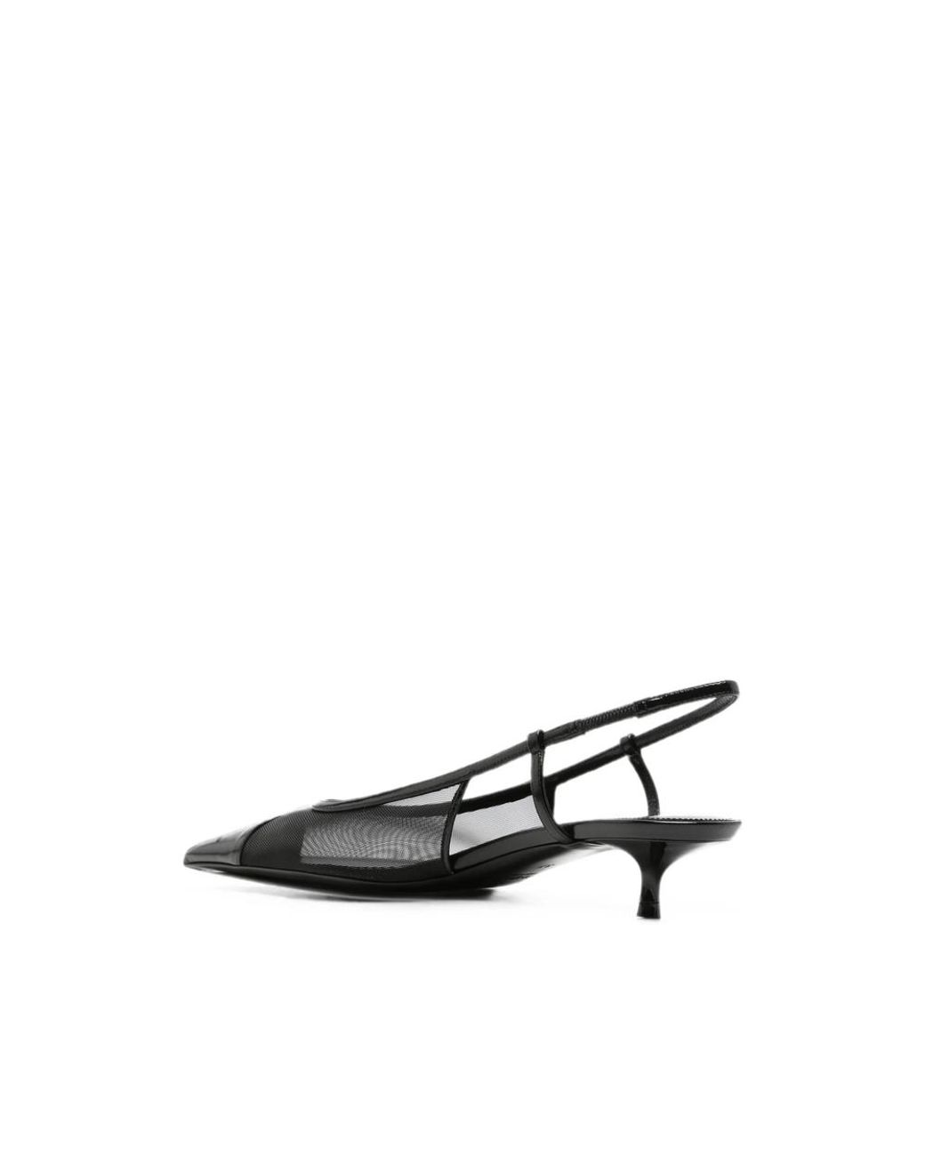 Saint Laurent Black Mesh-Panelled Pointed-Toe Slingback Pumps
