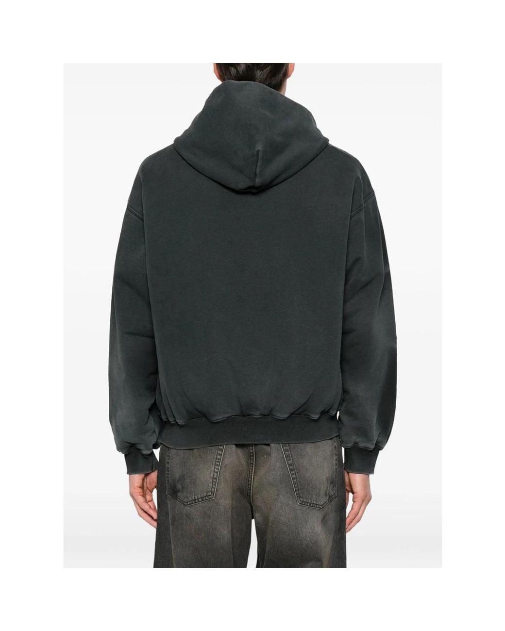ERCOLE STUDIO Black Stud-Embellished Zip-Up Hoodie for men