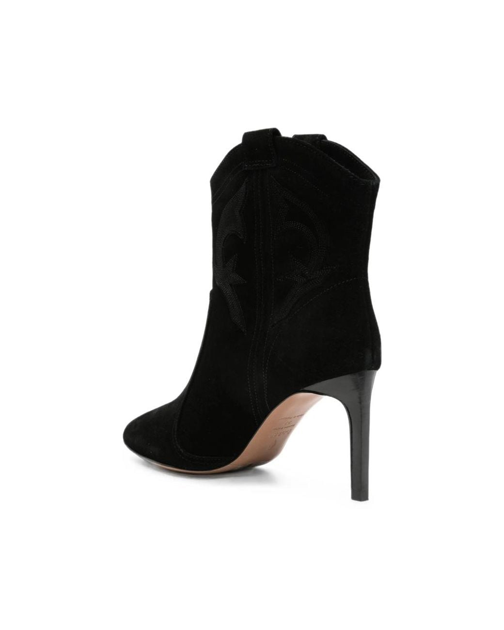 Ba&sh Black Caitlin Embroidered Suede Cowboy Boots