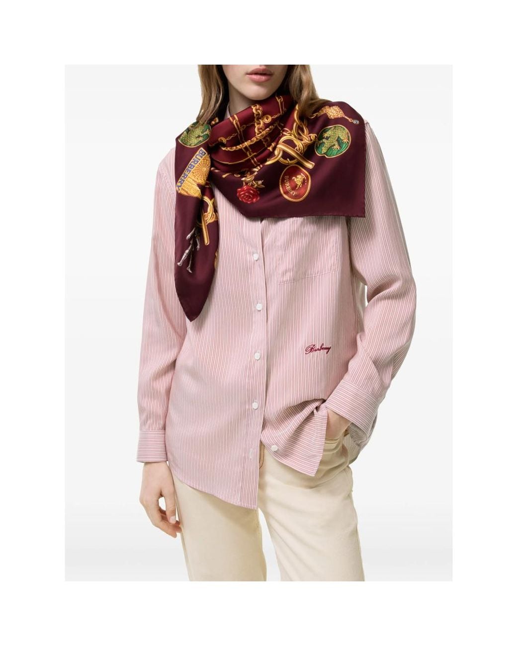 Burberry Red Square Silk Twill Scarf for men