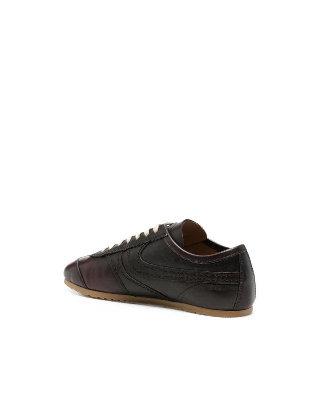Dries Van Noten Brown Lace-Up Leather Sneakers