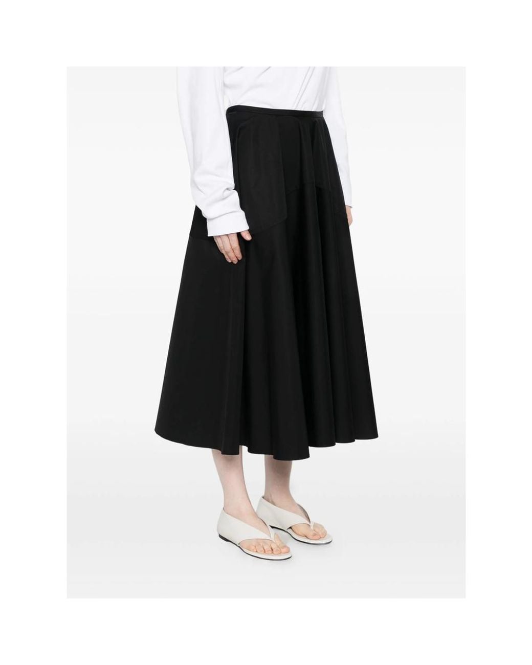 BITE STUDIOS Black Zip-Fastening Midi Skirt