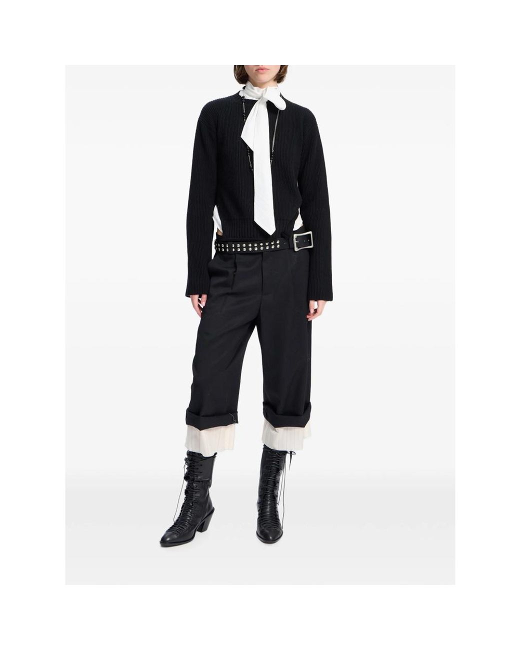 Ann Demeulemeester Black Cashmere Ribbed-Knit Sweater