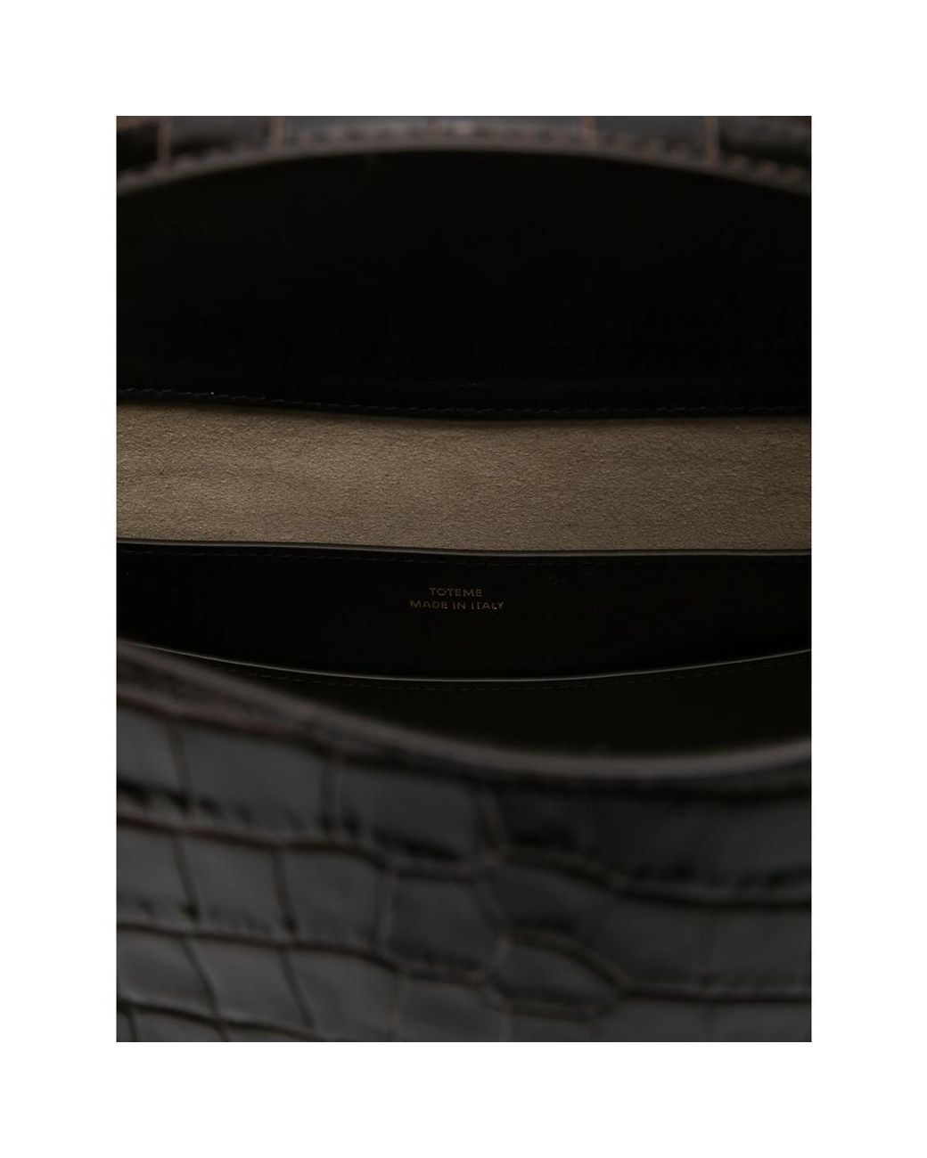 Totême Black T-Lock Croco-Embossed Top Handle Bag