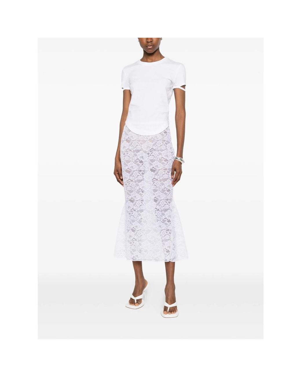 Oseree White Midi Skirts