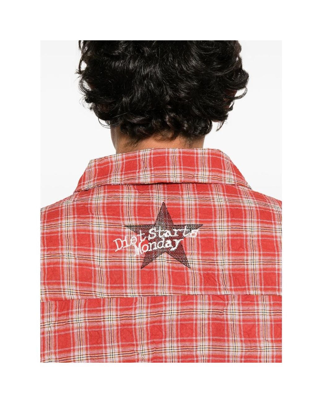DIET STARTS MONDAY Check-Print Logo-Embroidered Shirt for men