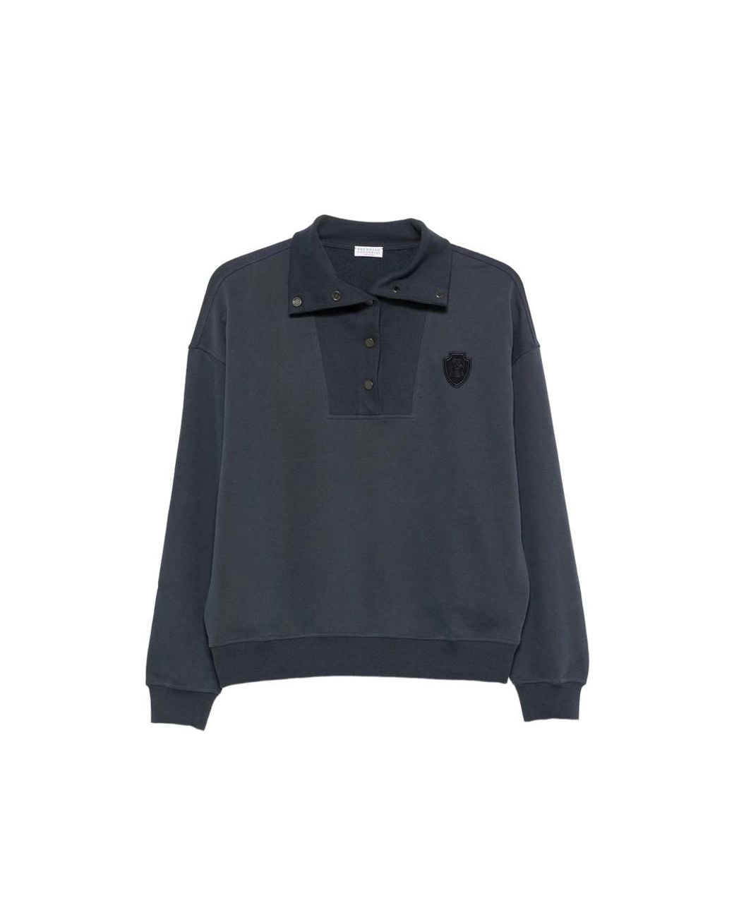 Brunello Cucinelli Blue Logo-Detail Cotton Polo Shirt