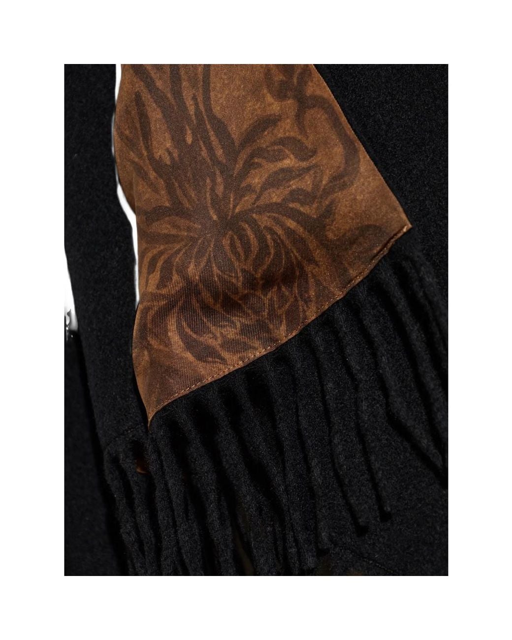 Ferragamo Black Fringed Double-Sided Poncho