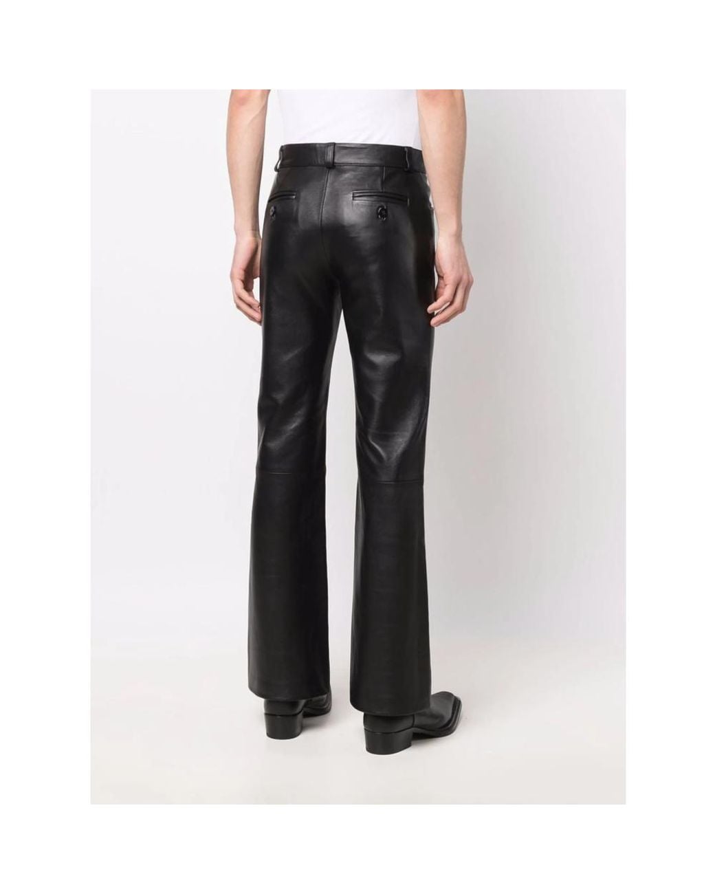 Ernest W. Baker Black Leather Flare-Leg Trousers for men