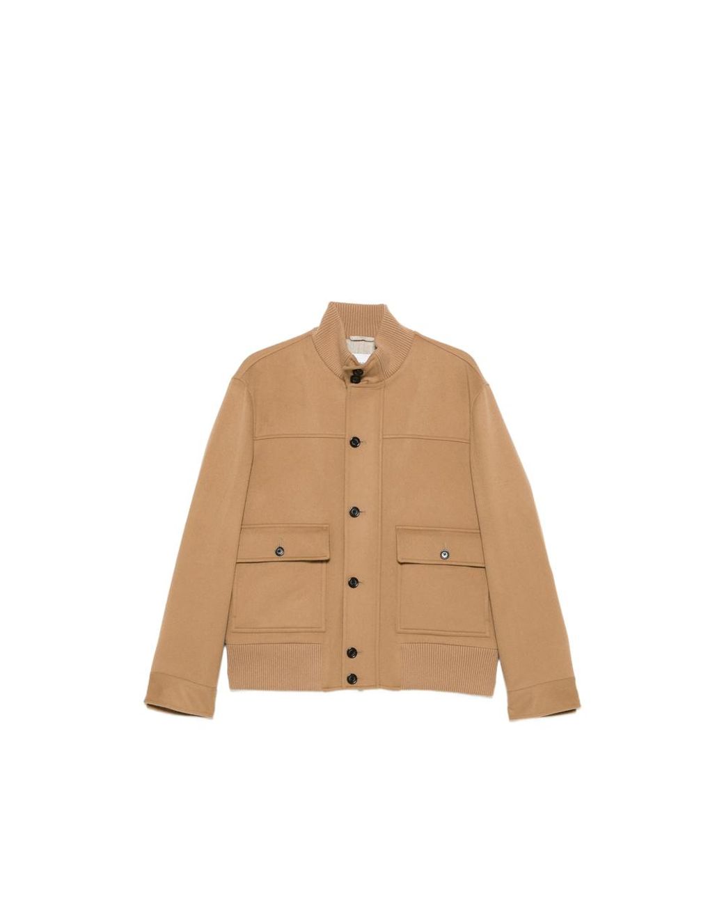 Lardini Natural Button-Up Ribbed-Trim Jacket for men