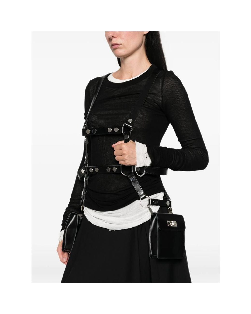 Junya Watanabe Black X Comme Des Garçons Harness-Style Leather Mini Bag