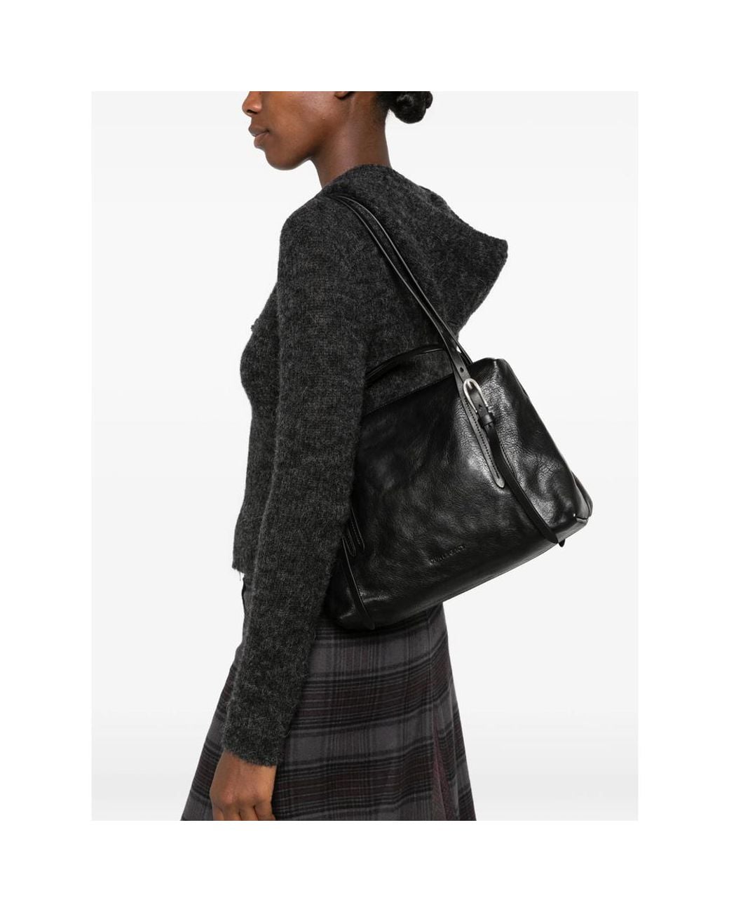 Our Legacy Black Buckle-Detail Leather Tote Bag for men