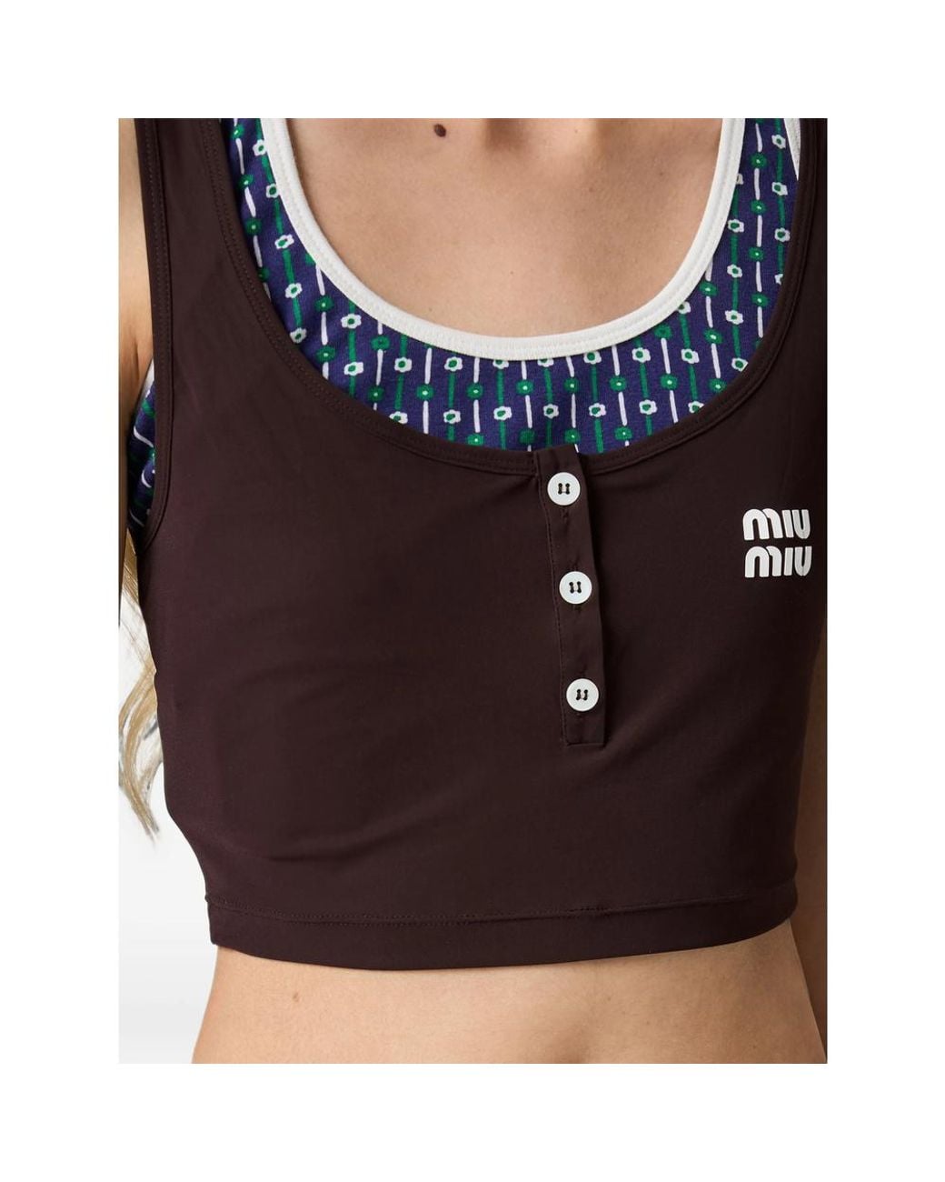 Miu Miu Brown Stretch-Jersey Top