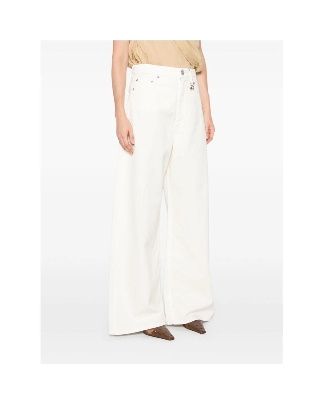 Sportmax White Logo-Patch Wide-Leg Jeans
