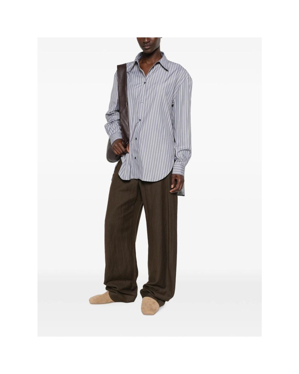 Soeur Gray Vertical-Stripe Long-Sleeve Shirt