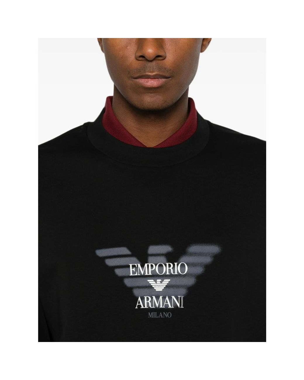 Emporio Armani Black Logo-Print Sweatshirt for men