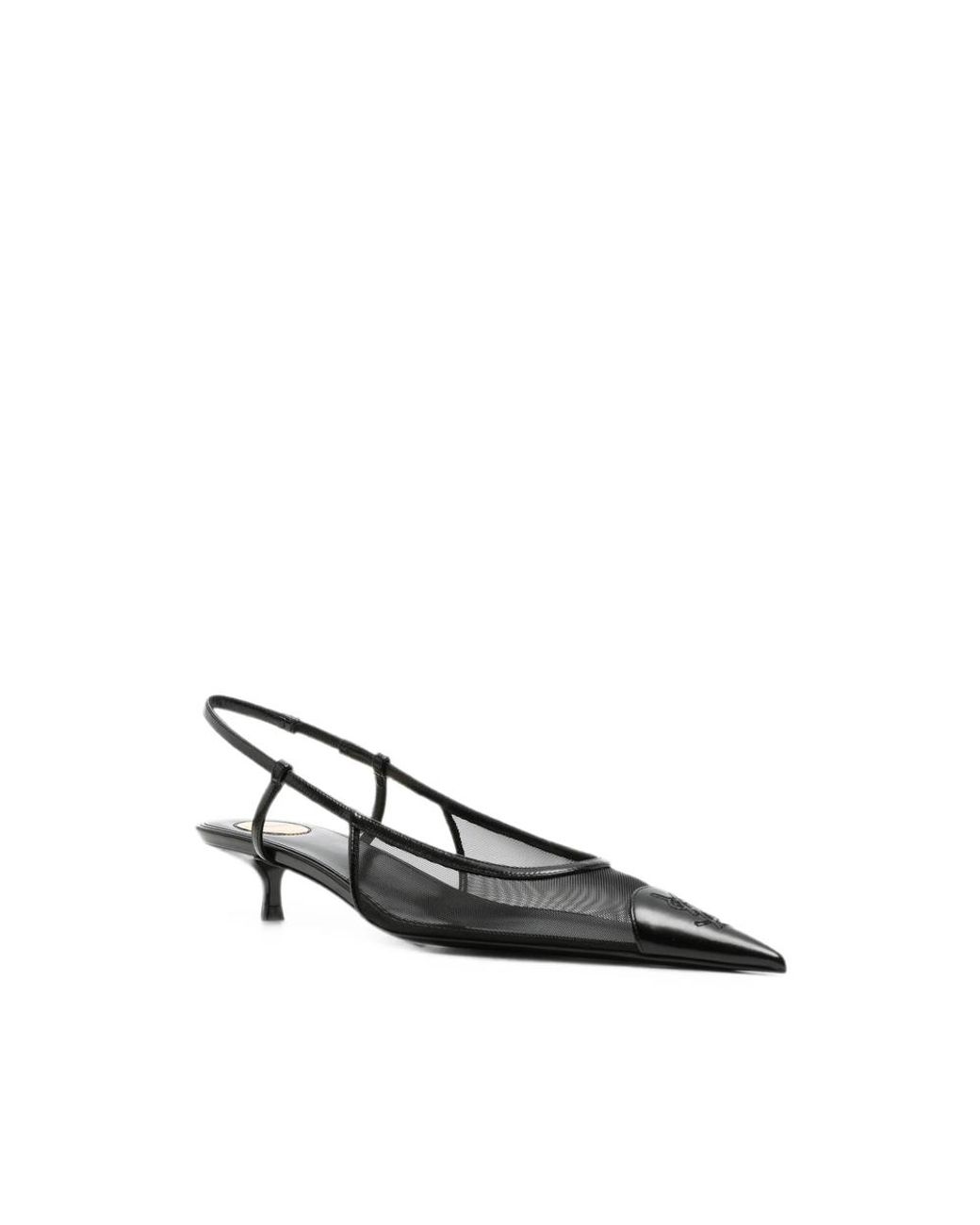 Saint Laurent Black Mesh-Panelled Pointed-Toe Slingback Pumps